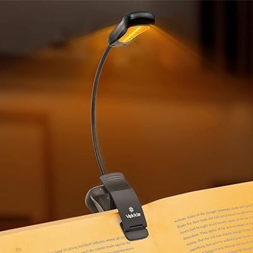 Vekkia Amber Rechargeable 7 - Led Eye - Care Book Light with Blue - Light Blocking, 3 Levels, 1600K for Eye - Friendly Use. Offers Up to 70 Hours of Reading