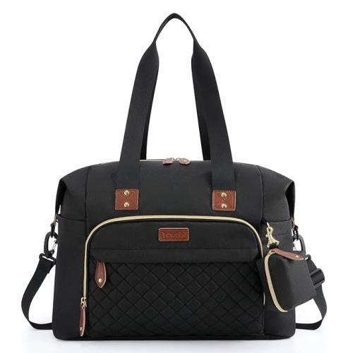 Diaper Bag Tote,Baby Diaper Bag with Pacifier Case Large Travel Diaper Tote Caddy for Mom and Dad Multifunction Large Baby Bag - M-Black