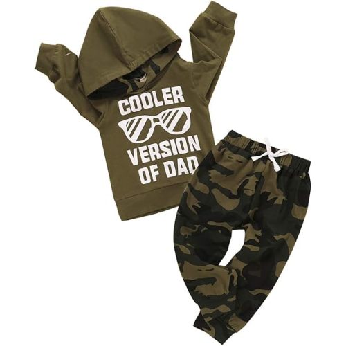 ZOEREA Toddler Baby Boys Clothes Letter Printed Hoodie Sweatshirt Tops+Camouflage Long Pants 2PCS Outfits Set