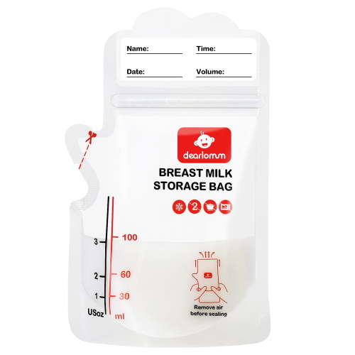 BPA-Free Breastmilk Storage Bags - 200 Pcs, 3 Ounce, Self-Standing with Pour Spout, Space-Saving Flat Profile, Ideal for Convenient Breastfeeding and Milk Storage, dearlomum BPA-Free Breastm