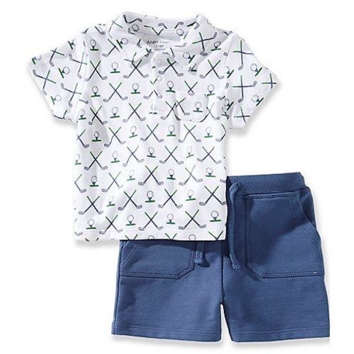 Angel Dear Baby Boys Golf Print Polo Shirt and Shorts Set | Dillard's