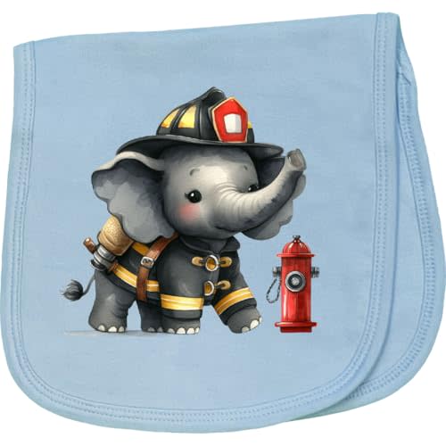 inktastic Elephant Firefighter Baby Burp Cloth Light Blue 473cc