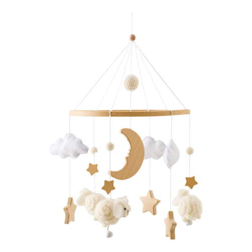 Baby Crib Mobile Boho Nursery Decor Hot Air Balloon Star Cloud Bunting Flags Gender Neutral Toy Gift for Boys Girls Wooden Design