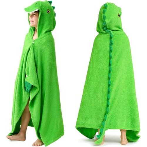 Joyfy Dinosaur Hooded Towel for Kids - Soft 100% Cotton Bath Beach Towel - 30" x 50" for Kids 3-10 Years - Absorbent Swim Towel Poncho for Boys Girls