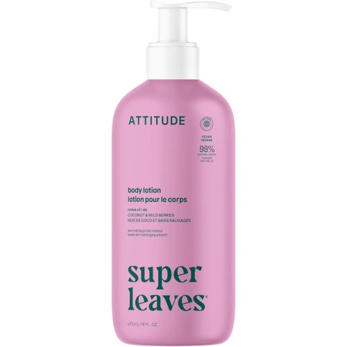 ATTITUDE Hydrating Body Lotion for Dry Skin, EWG Verified, Non-Greasy Body Moisturizer, Vegan, Coconut & Wild Berries Scent,16 Fl Oz