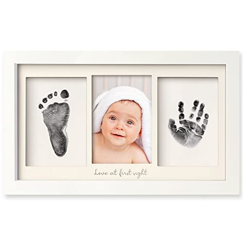 Inkless Baby Hand And Footprint Kit Frame - Personalized Baby Picture Frame for Newborn - Mess Free Baby Frame - Baby Keepsake - Baby Footprint Kit Handprint Kit - Baby Shower Gifts (Alpine White)