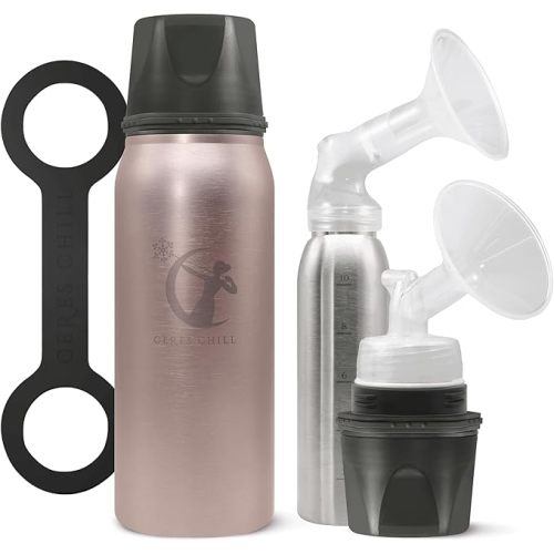 CERES CHILL OG Breastmilk Chiller & Warmer – 12–34oz Portable Breast Milk Cooler, Storage & Baby Bottle for Travel, Work or On-The-Go – Pump Compatible Container – La Vie En Rose Gold