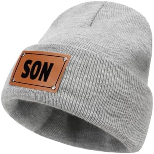 Custom Toddler Baby Beanies, Mama Mini Matching Hats, Leather Patch Baby Knit Hats, Winter Beanies for Infant, Kids Adults