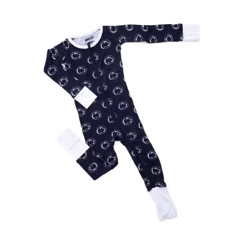 Penn State Nittany Lions NAVY Baby Double Zipper Romper Pajamas - 58126742