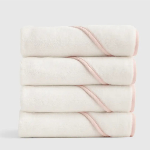 Organic Turkish Cotton Baby Hooded Towel Set 4-Pack in Soft Pink