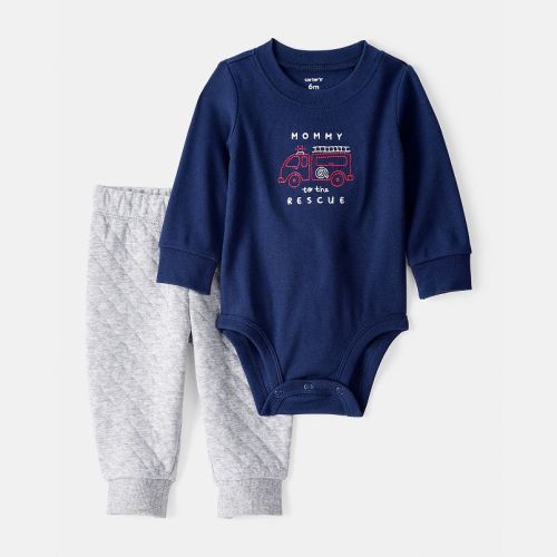 Baby Boy Carter's 2-pc. Fire Truck Print Long-Sleeve Bodysuit & Pant Set
