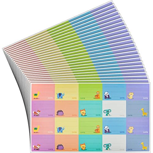 Juvale Baby Bottle Labels for Daycare 500-Pack - Multicolor Animal Designs (1.5" x 1") - Writable Daycare Bottle Labels - Adhesion for Bottles & Containers