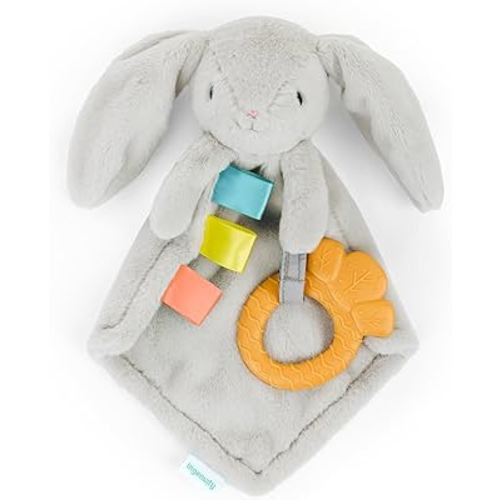 Ingenuity Cozy Sylvi Plush Lovey Baby Teether - Soothe Gums - Self Soothing - Plush Bunny - Ages 0M+