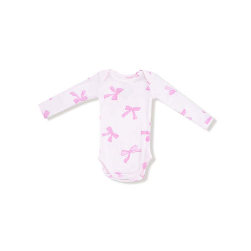 Ribbed Long Sleeve Bodysuit, Pretty Bows