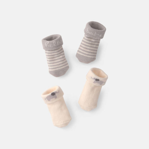 Baby 2-Pack 'Hello Baby' Foldover Booties - Grey/Ivory | Carter’s Oshkosh Canada