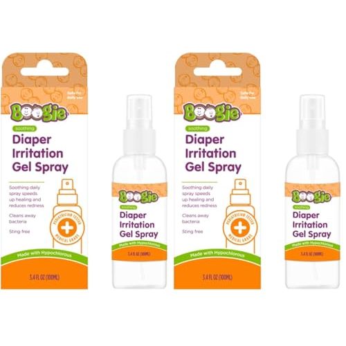 Boogie Hypochlorous Acid Diaper Irritation Gel Spray, Baby Essentials for Diaper Rash, Soothing Cleansing Spray, 3.4oz (Pack of 2)
