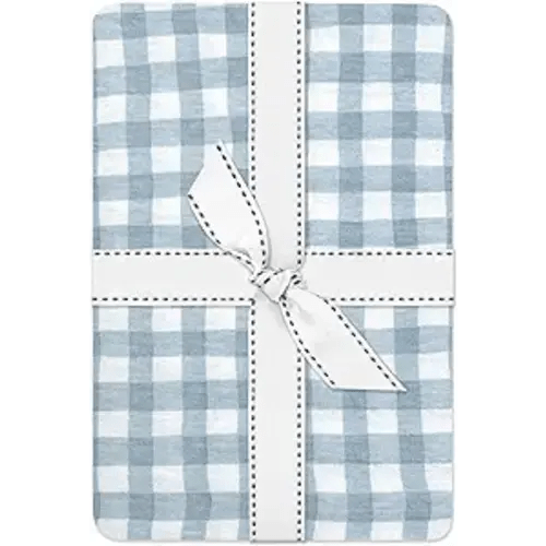 Butterblu Frankie Fitted Crib Sheet 100% Organic Cotton for Baby & Toddler Mattress, Breathable for Boys & Girls, Blue Check, One Size