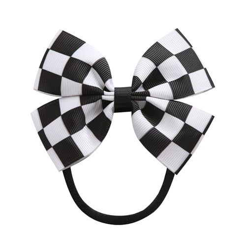 Fancheer Baby Girls Racing Checkered Flag Bow Headband Toddler Headwear | 4 x 3 Inch, Soft and Skin-friendly, Black and White, Comfortable to Wear, Birthday Party Gifts, Non-slip Headwear