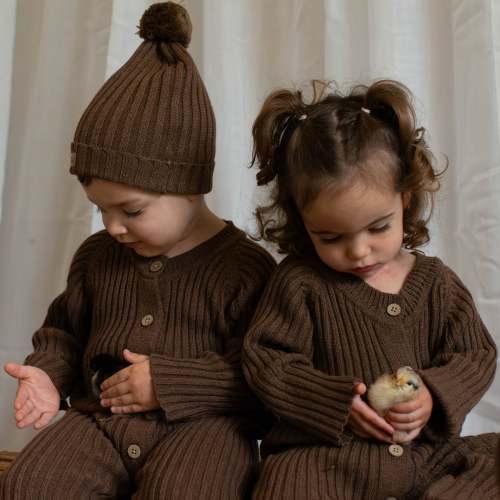 Baby Romper – Knitted Cotton Ribbed in Yellow | Little B’s Nursery