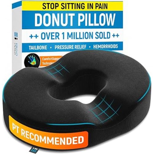 PT ENDORSED Donut Pillow for Tailbone Pain Relief Cushion - Coccyx & Hemorrhoid Pillow for Sitting - Donut Seat Cushion for Pressure Relief, Prostate, Postpartum, Pressure Sores, Lifting Cushions