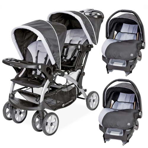 Baby Trend Double Stroller & 2 Ally 35 Infant Car Seat Combo Set, Stormy