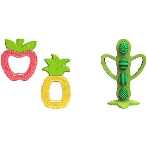 Dr. Brown's AquaCool Baby Teether 2 Pack and Peapod Teether Toothbrush Bundle for Teething Relief and Oral Care, 3m+