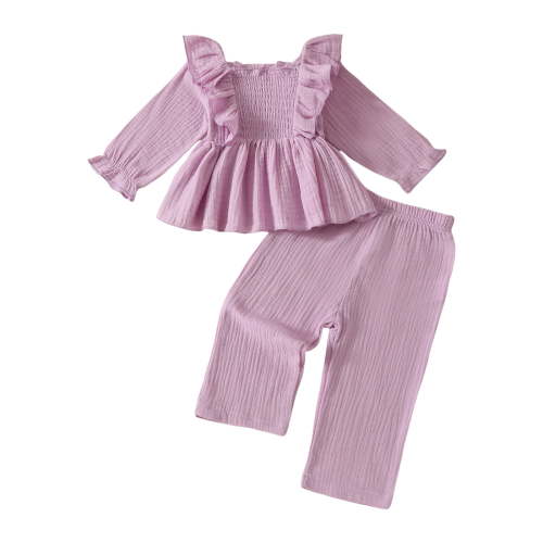 LYCAQL Girls School Outfits Kids 2 Piece Outfits Girls Hoodies Long Sleeve Fashion Sweatshirts and Sweatpants (Light Purple,9-12 Months)