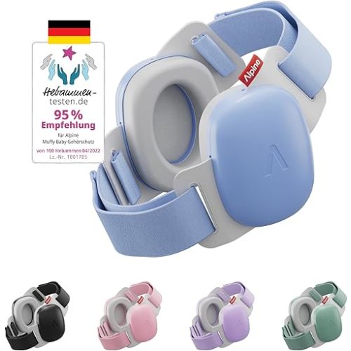 Alpine Muffy Baby Comfort - Protects Hearing for Babies and Toddlers - CE & ANSI Certified - Unique Headband for Safe fit & Comfort - Multi-adjustable for Ages 3-48 Months - 24dB Sound Reduction, Blue