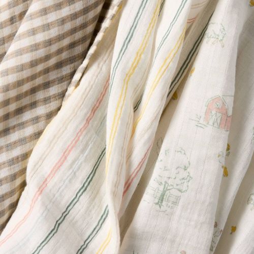 Muslin Swaddle Baby Blankets - Farm Friends - 3pk - Cloud Island™