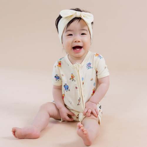 Zipper Shortall Romper in Winnie the Pooh Celebration (6-12M)