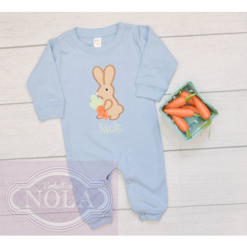 Easter Bunny Rabbit Applique Romper/Short Romper/Long Romper/Easter Outfit/Easter Romper/Easter Bunny/Easter Rabbit/Bunny Applique/Easter