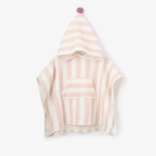 Pink Stripe Hooded Terry Poncho – Elegant Baby