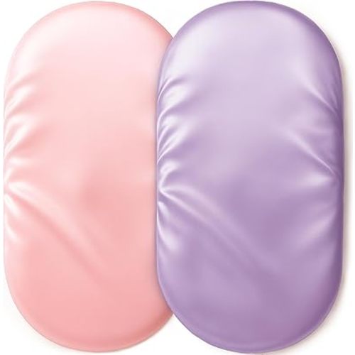 Satin Bassinet Sheets Girl 2 Pack, Great for Baby Hair, Soft Silk Feeling for Cradle Mattress Pad, Gift for Newborn and Infant(Pink & Purple)