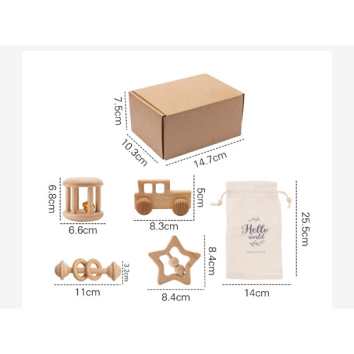 LulliNini Montessori Baby Baby Buggy Hand Rattle Toy Set