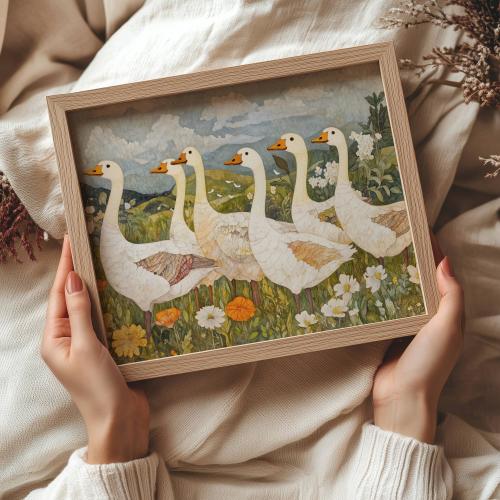 Goose Nursery Decor Wall Art for Baby Room Design Home Accent Animal Print Cottage Style Nursery Space Wall Display Farmhouse Decor Newborn