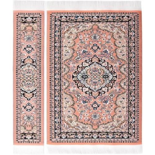 iLAND Miniature Dollhouse Accessories Victorian of Woven Dollhouse Rug 9.4” x 5.7” 9.2" x 1.8" for Mini lhouse Furniture on 1/12 Scale, Action Figures and Collectibles (2pcs Fragrance)