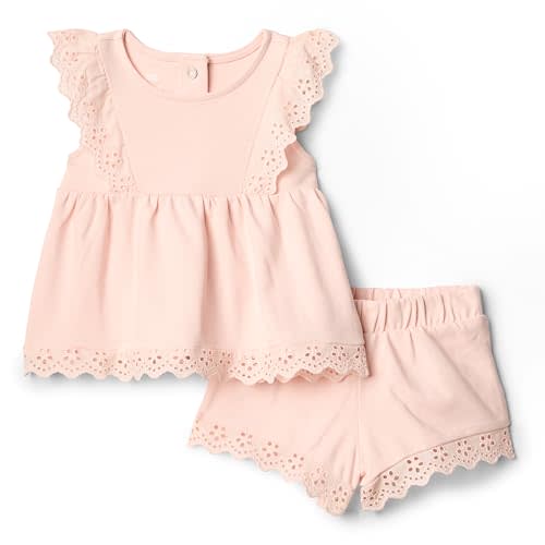 Amazon Essentials x Sofia Grainge Toddlers and Baby Girls' Eyelet Short & Top Set