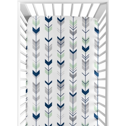 Woodsy Navy, Mint and Grey Collection Crib Sheet - Arrow Print