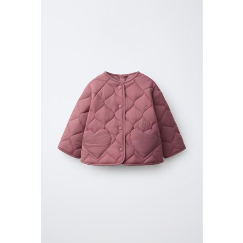 HEART POCKET QUILTED JACKET - Plum | ZARA United States