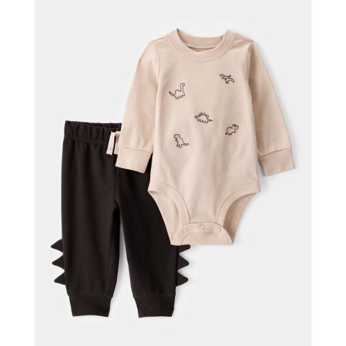 Baby Boy 2-Piece Dinosaur Long-Sleeve Bodysuit Pant Set - Brown | Carter's