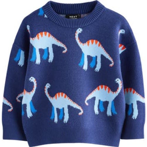 Kids' Dinosaur Jacquard Crewneck Sweater, 1.5-2Y