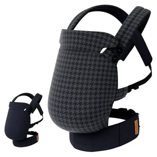 Reversible Baby Carrier – Black Solid & Houndstooth; Lightweight, Cooling & Breathable Lyocell Fabric; Ergonomic Lumbar Support and Quick Hands-Free Wear for Newborn to Toddler (7–44 lbs)