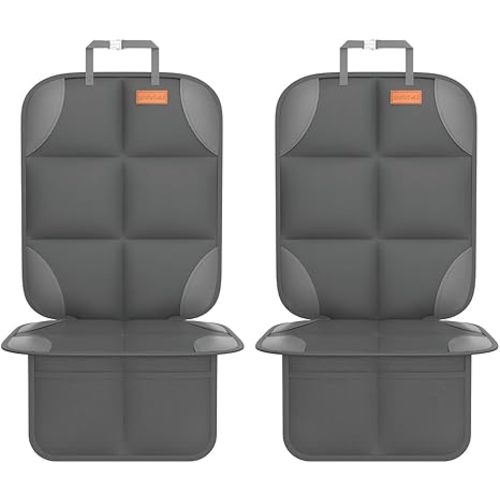 SMART ELF Car Seat Protector, 2Pack Seat Protector Protect Child Seats with Thickest Padding and Non-Slip Backing Mesh Pockets for Baby and Pet,Sedan SUV Truck (Black)