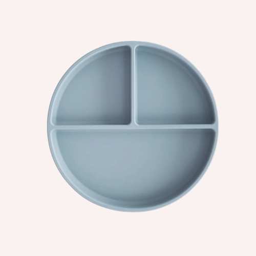 Mushie Silicone Divided Suction Plate - Powder Blue
