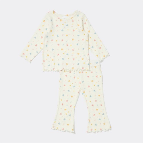 Dymples Baby Floral Print 2 Piece Rib Set - Cream - Size 000