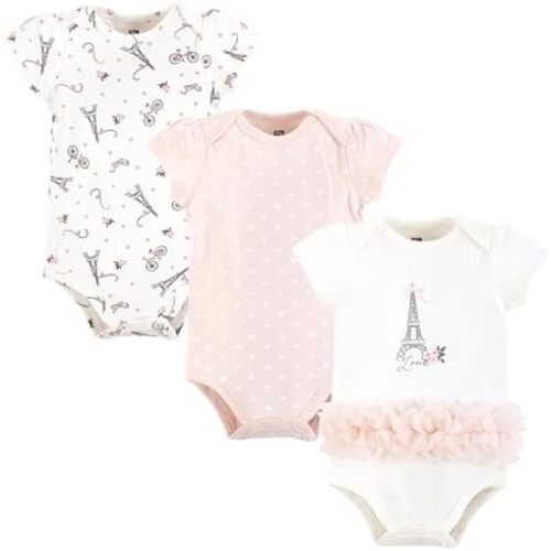 Hudson Baby baby-girls Cotton Bodysuits 3-pack