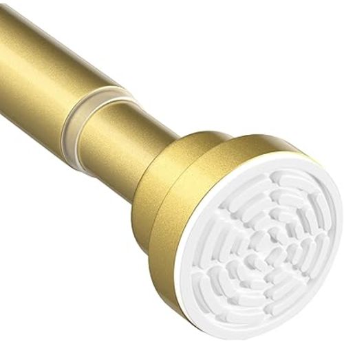 AIZESI 1Pack Tension Curtain Rod 32 to 63 Inch No Drilling Adjustable Spring Loaded Curtain Rods for Window Bedroom Doorway Closet, Gold