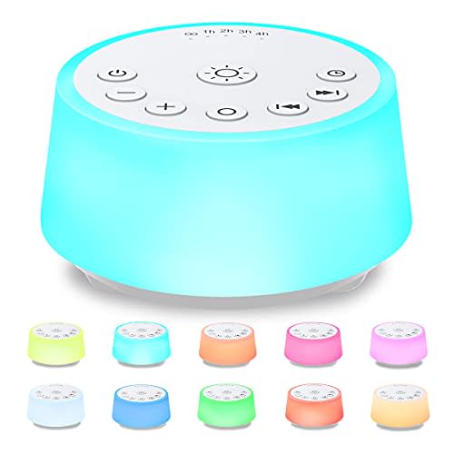 Color Noise Sound Machines with 10 Colors Night Light 25 Soothing Sounds and Sleep White Noise Machine 32 Volume Levels 5 Timers Adjustable Brightness Memory Function for Adults Kids Baby