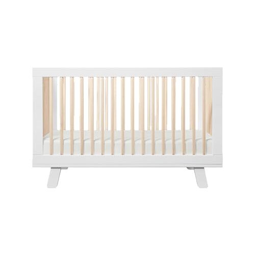 Babyletto Hudson 3-in-1 Convertible Baby Crib with Wooden Toddler Bed & Daybed Conversion - Easy to Assemble & GREENGUARD Gold Certified - 4 Adjustable Mattress Heights - White & Washed Natural