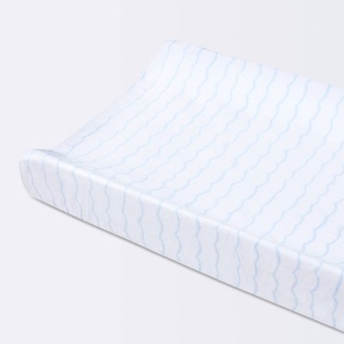 Plush Changing Pad Cover Sea Stripe - White/Blue - Cloud Island™